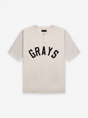 Camiseta Essentials Fear of God Grays Henley Tee Creme | 53SMXLYVZ