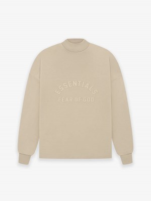 Camiseta Essentials Ls Tee Beige | 69ZQBTKGP