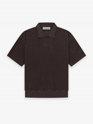 Camiseta Essentials SS Terry Polo Marrones Oscuro | 97GYBXLTJ