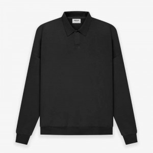 Sudadera Essentials Fear of God Long Sleeve Polo Negras | 04SKBTEZI