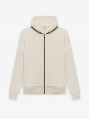 Sudadera con Capucha Essentials Fear Of God Fleece Zip Up Beige | 64DMEOAIL