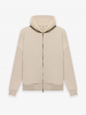 Sudadera con Capucha Essentials Fleece Zip Beige | 18NHWDEFZ