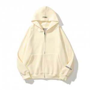 Sudadera con Capucha Essentials Reflective Print Zip-up Oversized Creme | 87ZWPYDAK