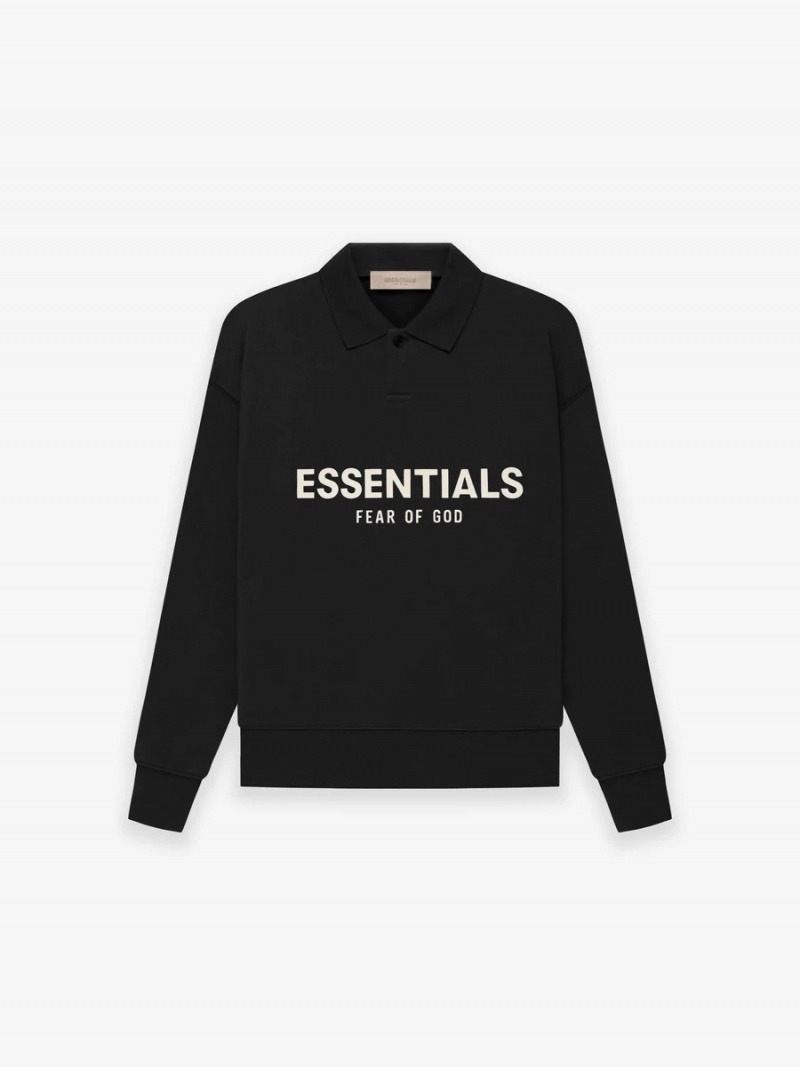 Sudadera Essentials Core Essentials Ls Polo Negras | 94AMVTBYR