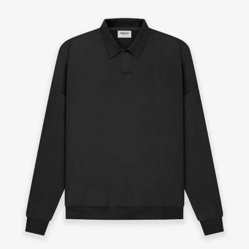 Sudadera Essentials Fear of God Long Sleeve Polo Negras | 04SKBTEZI