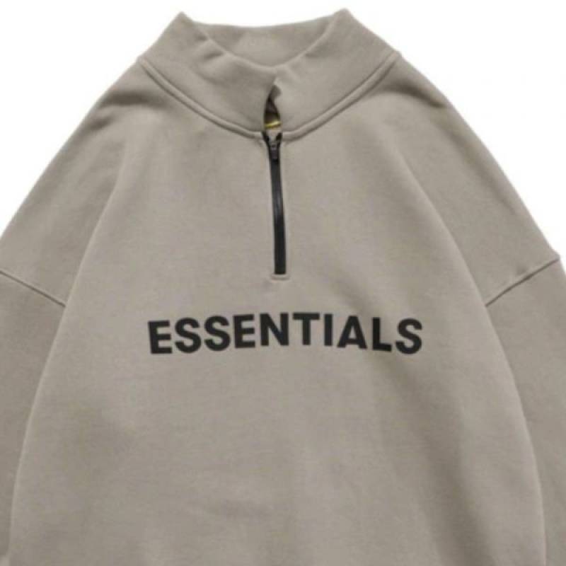 Sudadera Essentials Half Zip High Collar Loose Gray | 02HLTYNUK