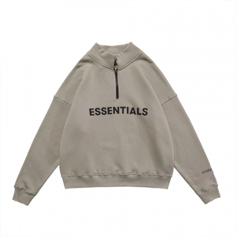 Sudadera Essentials Half Zip High Collar Loose Gray | 02HLTYNUK