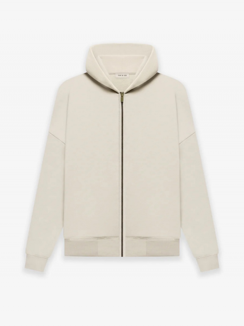 Sudadera con Capucha Essentials Fear Of God Fleece Zip Up Beige | 64DMEOAIL