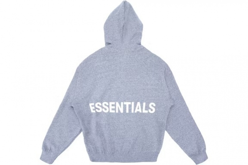 Sudadera con Capucha Essentials Fear of God Estampadas Pullver Gris | 18BXRWTCG