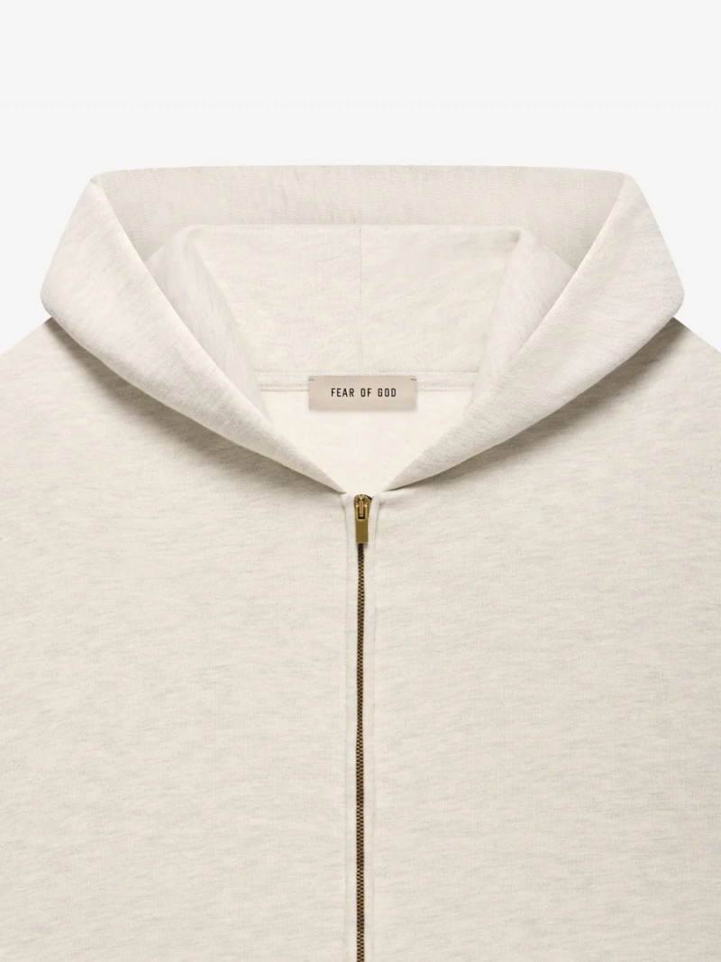 Sudadera con Capucha Essentials Fleece Zip Up Beige | 39WLTNHZJ