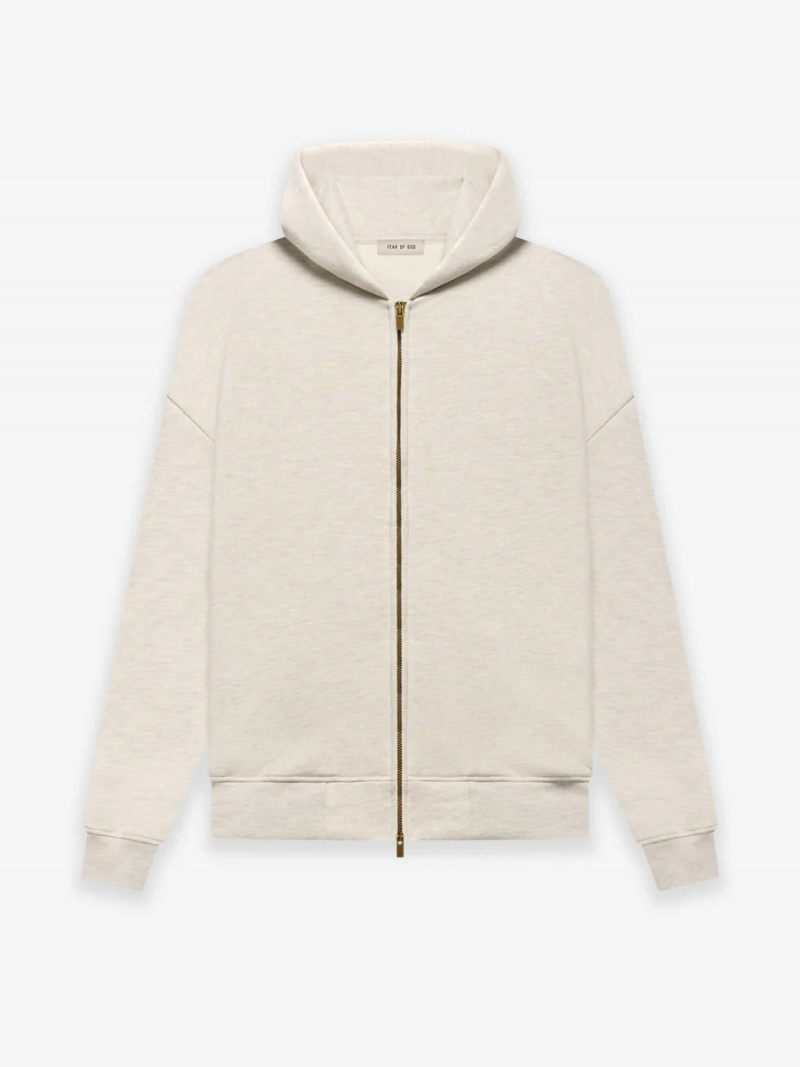 Sudadera con Capucha Essentials Fleece Zip Up Beige | 39WLTNHZJ