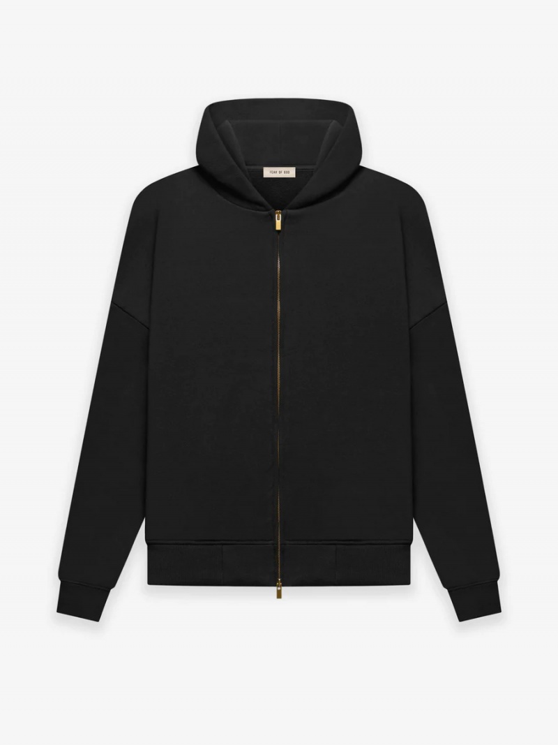 Sudadera con Capucha Essentials Fleece Zip Up Negras | 34RQVJINY