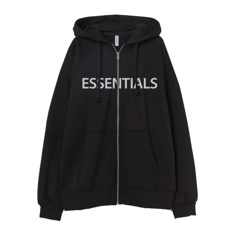 Sudadera con Capucha Essentials Oversized Zip-Through Negras | 81YLFPECJ