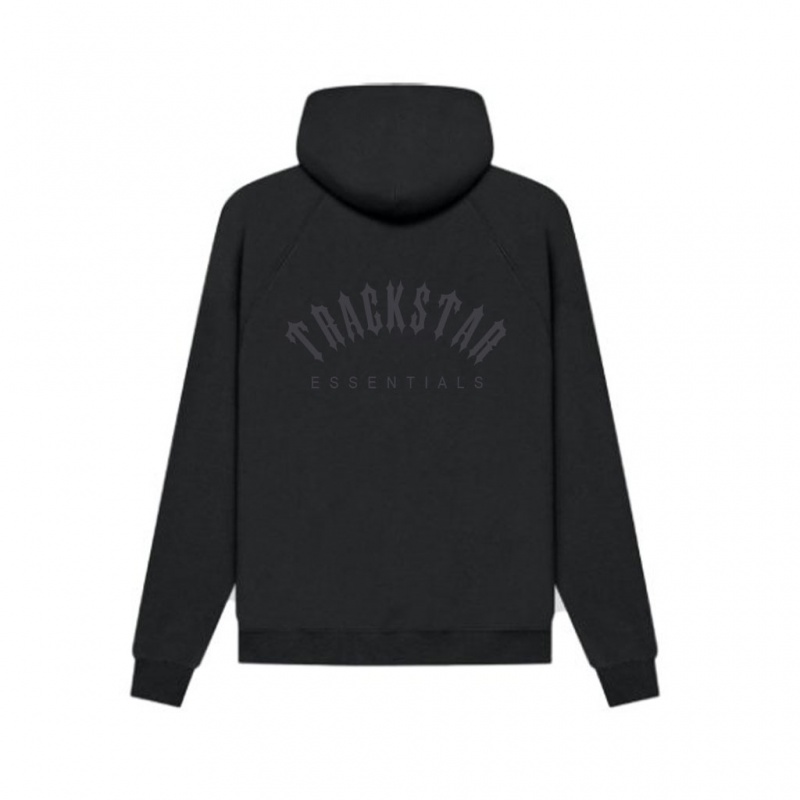 Sudadera con Capucha Essentials Trackstar Premium Negras | 79TUZHOWL